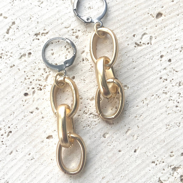 Matte Gold Chunky Chain  Earrings