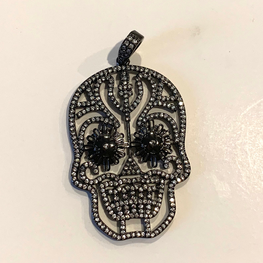 Large CZ Cut Out Skull Charm