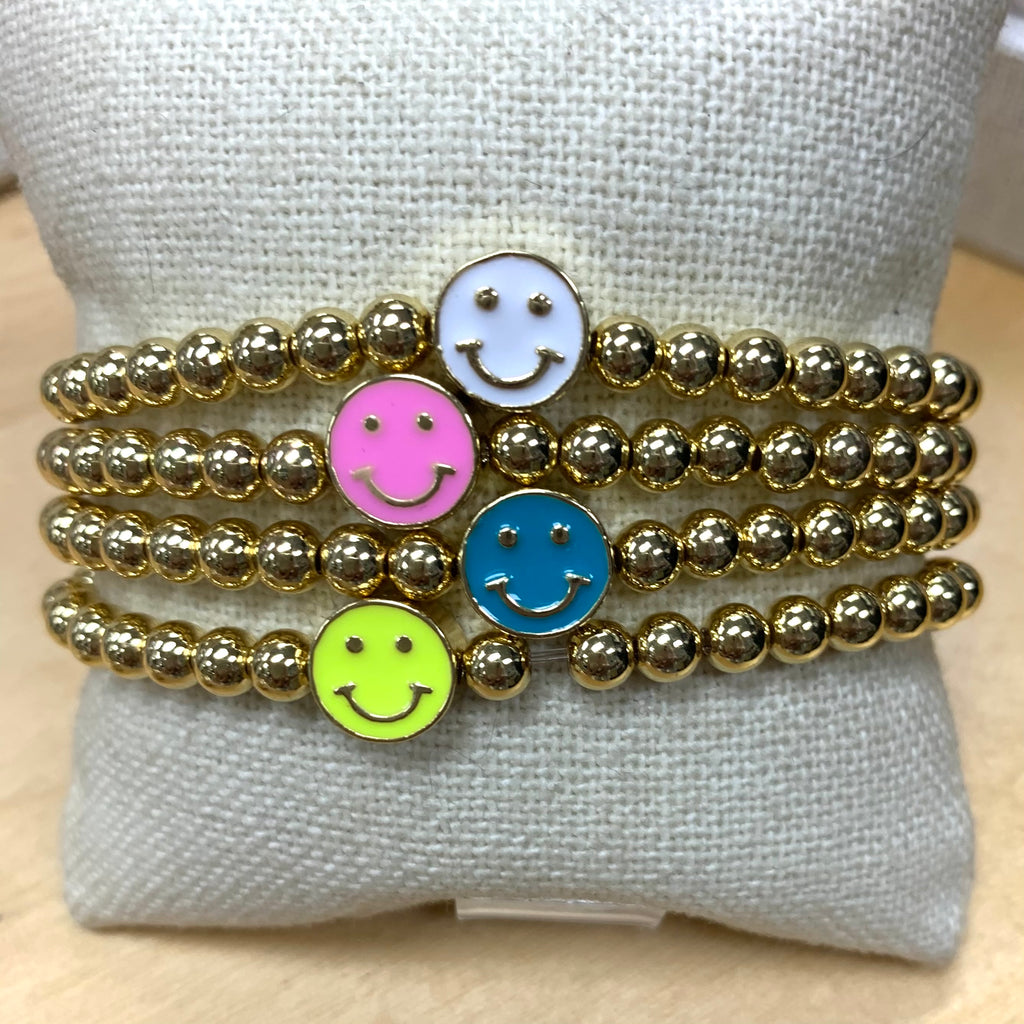 4MM Beads With Smiley Face Charm Bracelets