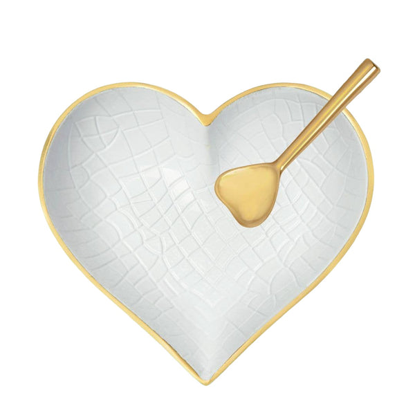 Happy Gold & White Croco Heart with Gold Heart Spoon