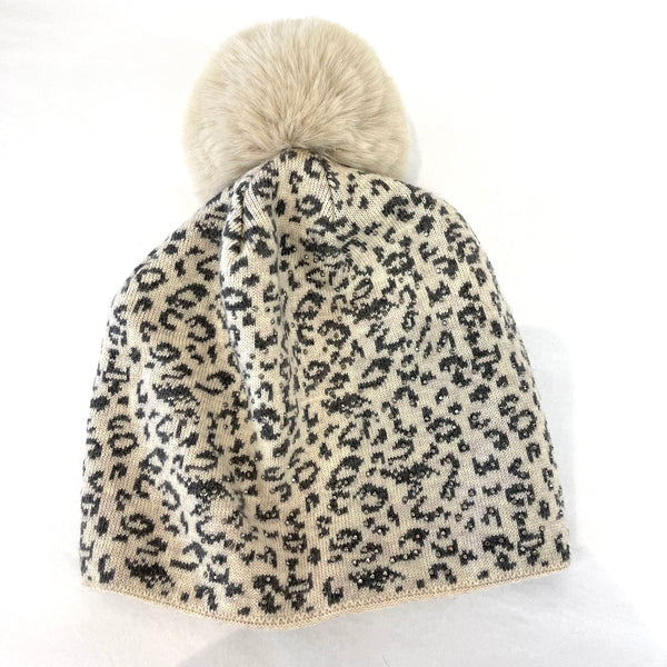 Snow Leopard Sparkle Hat With Pom