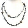 Black Link Necklace with Brass Beads