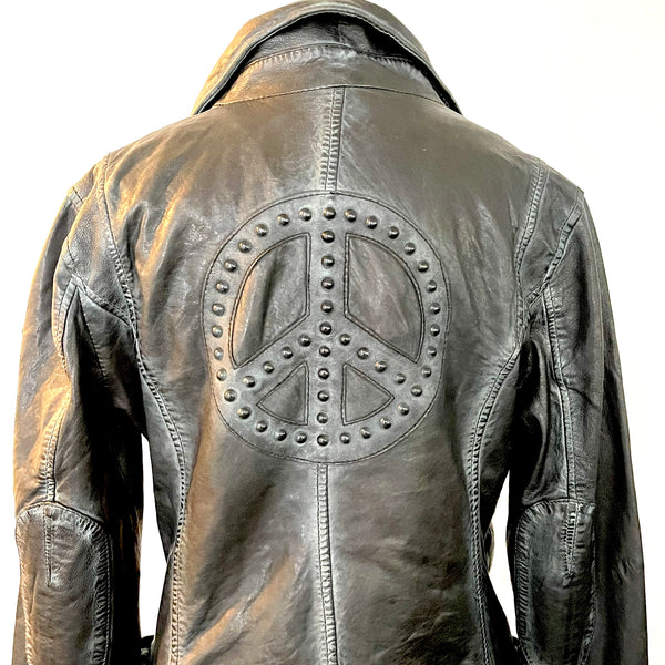 Maysie Leather Peace Sign Jacket