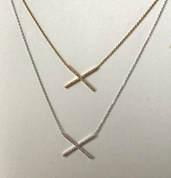 Large CZ X Necklace