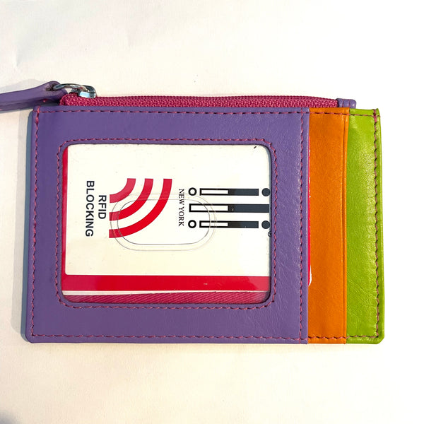 ILI Small Credit Card Holder with Zipper Pouch