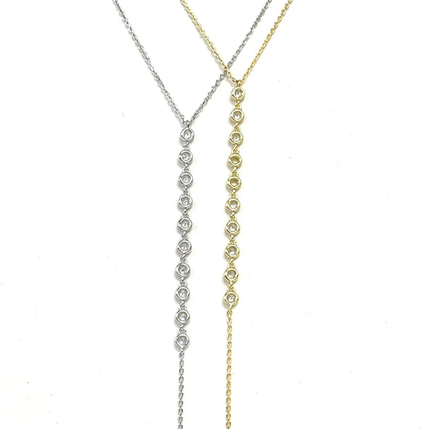 CZ Bezel Set "Y" Necklace