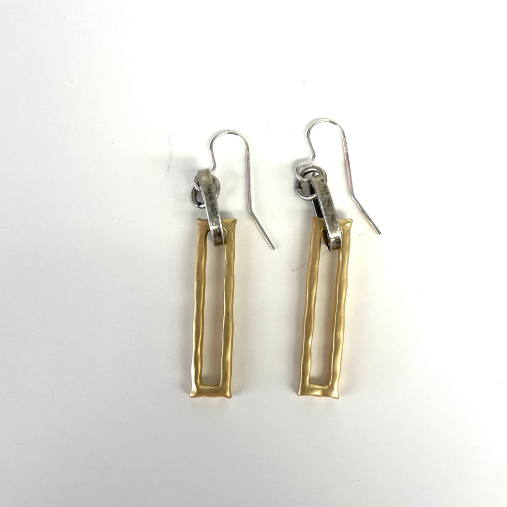 Hammered Rectangle Paperclip Drop Earrings