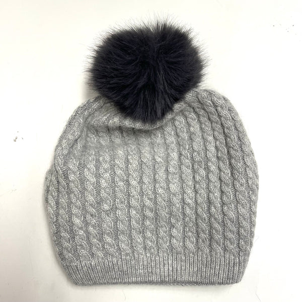 Cable Slouchy Pom Hat