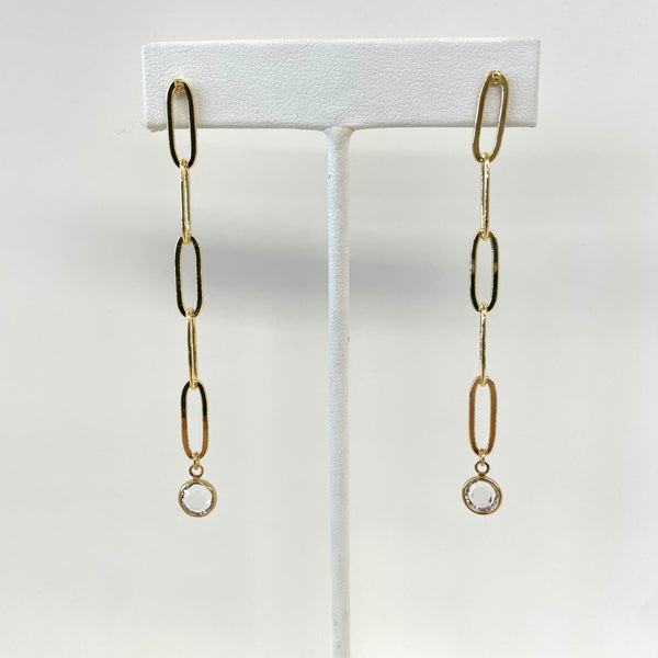 Lucy Paperclip & Crystal Bezel Earrings