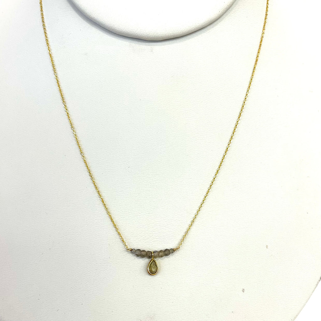 Labradorite Drop Bar Necklace