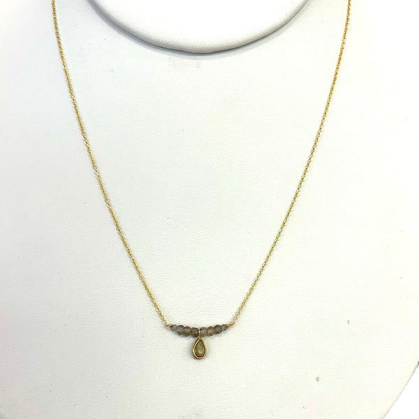 Labradorite Drop Bar Necklace