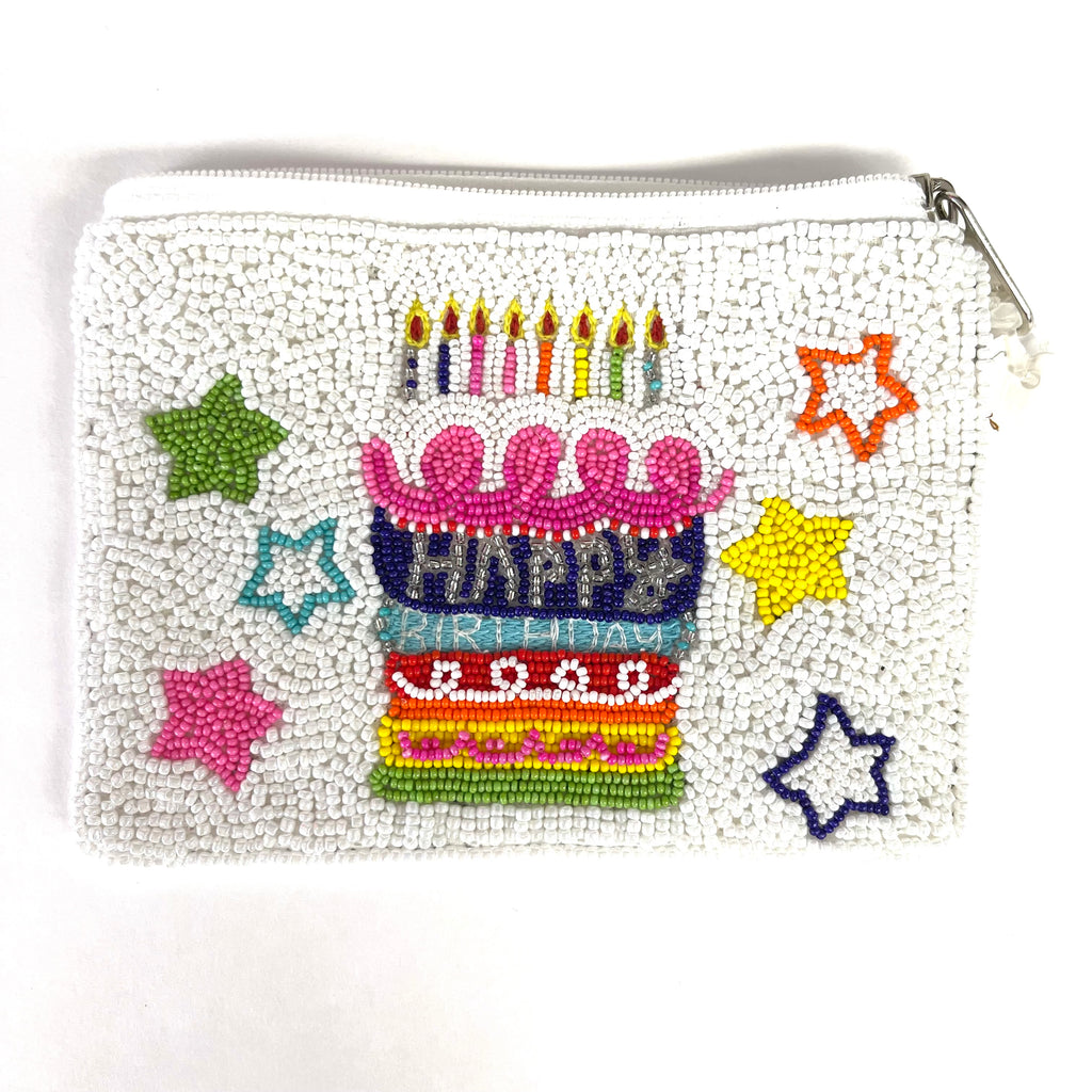 Seed Bead Zip Coin Pouch