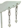 Three Link Drop Chain Water Pearl Earrings