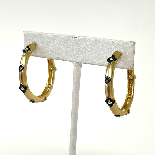 Matte Gold With Hematite CZ Hoops