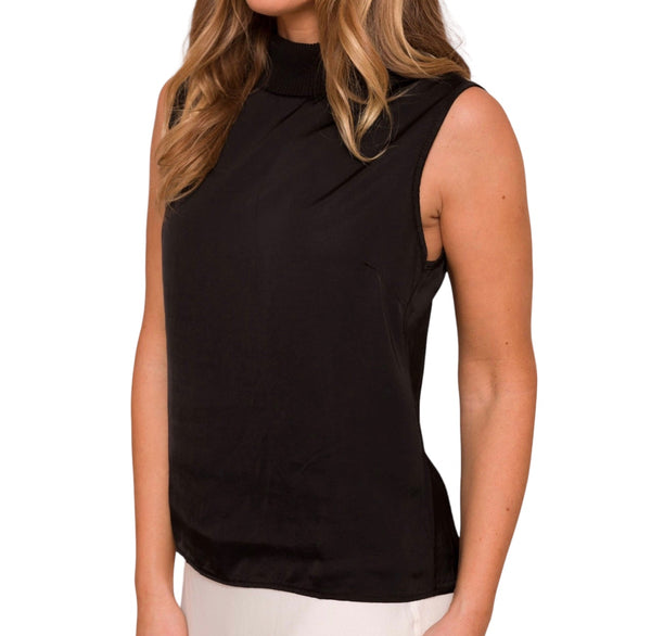 Golde Sleeveless Top With Rib Cowl Neck