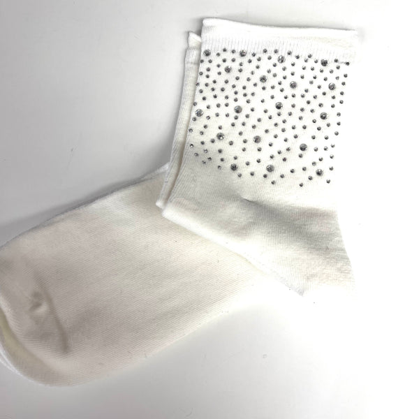 Cotton Decorative Rhinestone Socks