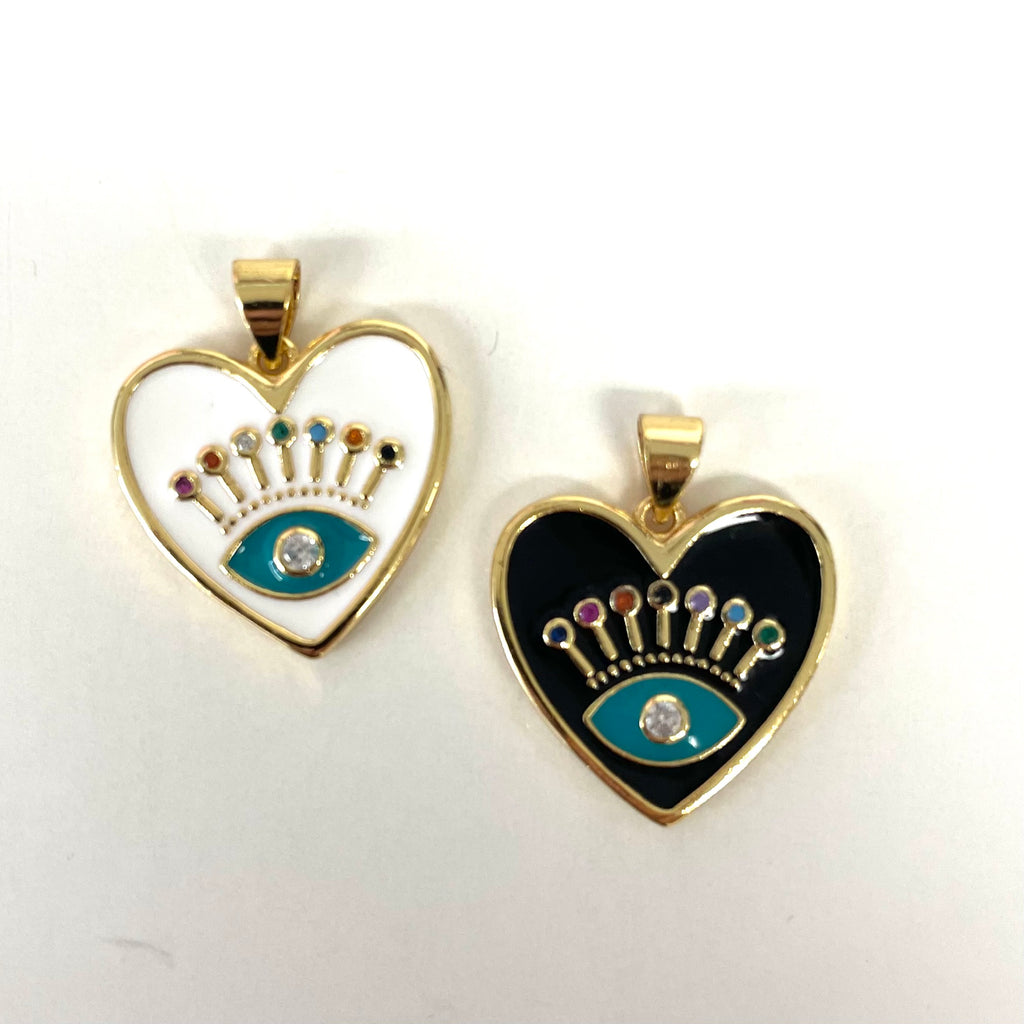 Heart With Evil Eye Charms