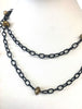 Black Link Necklace with Brass Beads