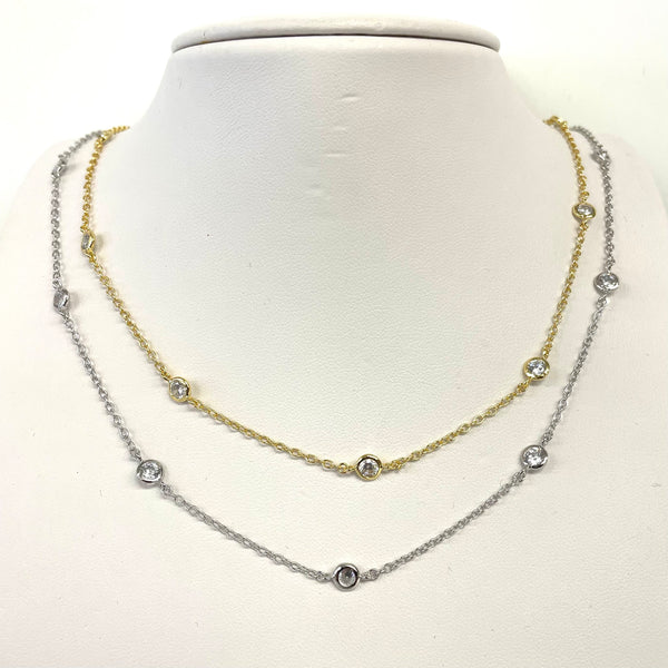 Bezel Set Diamond By The Yard Necklace