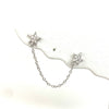 CZ Pave Double Star Chain Earrings