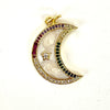Colorful CZ and Marble Moon Charm with Star