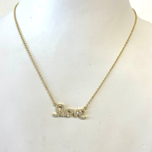 Script Pave "Love" Necklace