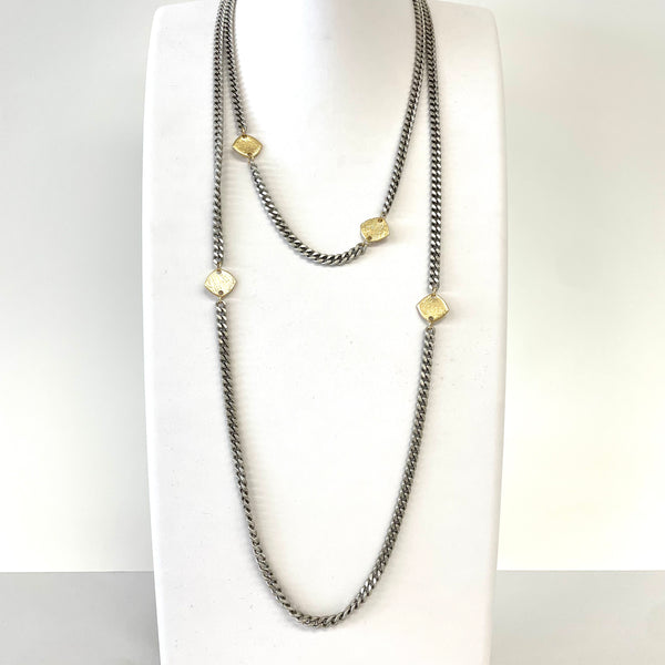 Magnetic Curb Chain With Geometric Accents Necklace