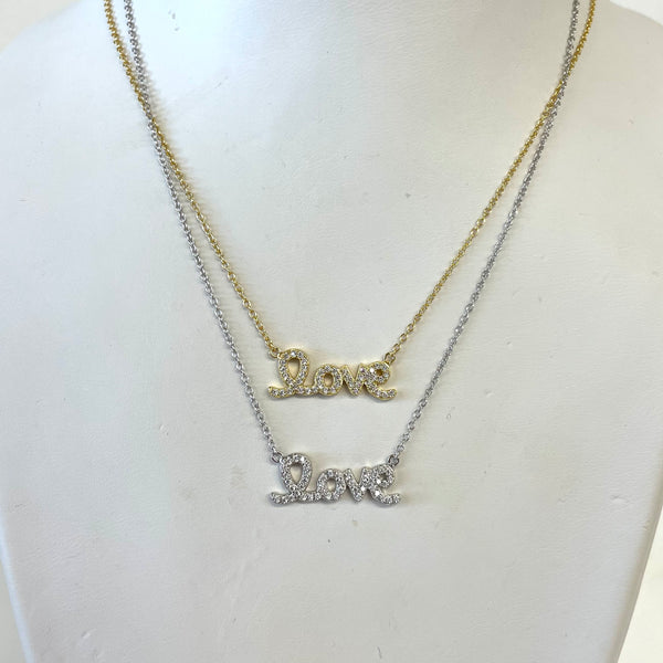 Script Pave "Love" Necklace