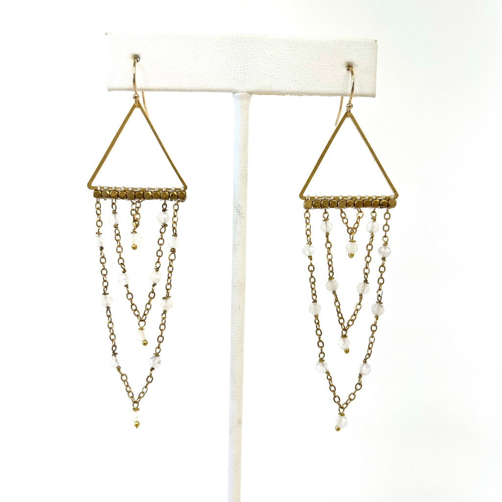 Triangle Chains & Semi Precious Stone Earrings
