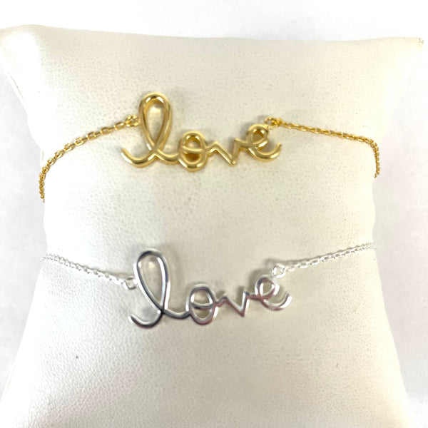 Polished "Love" Script Bracelets