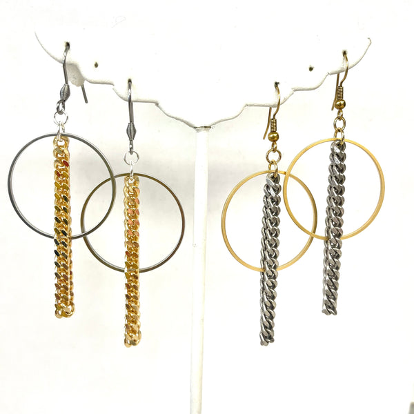 Circle Curb Chain Earrings
