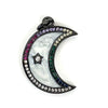 Colorful CZ and Marble Moon Charm with Star