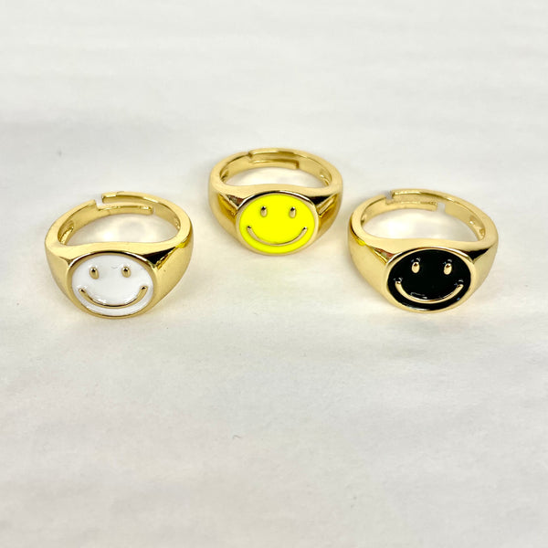 Smiley Enamel Adjustable Ring