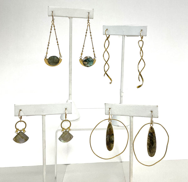 Labradorite Half Moon Eclipse Earrings
