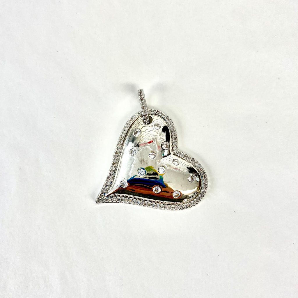 3-D  CZ Heart Charm