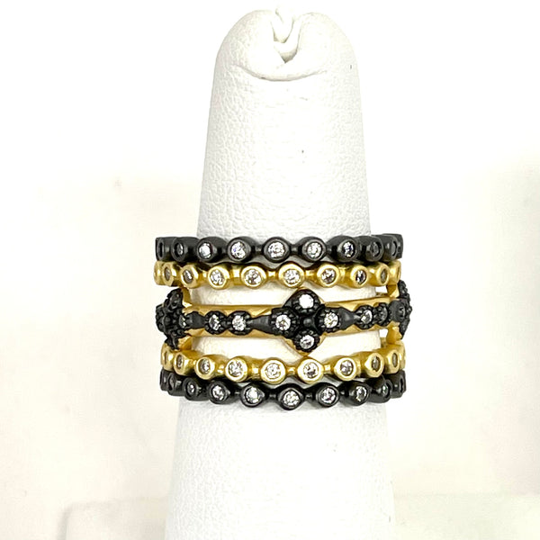 Set of 5 Gold and Hematite Rings