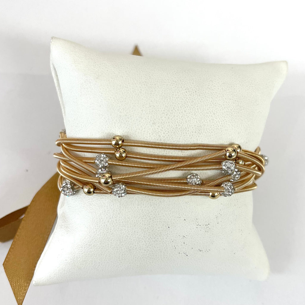 Piano Wire Stretch Bracelet Set With Beads