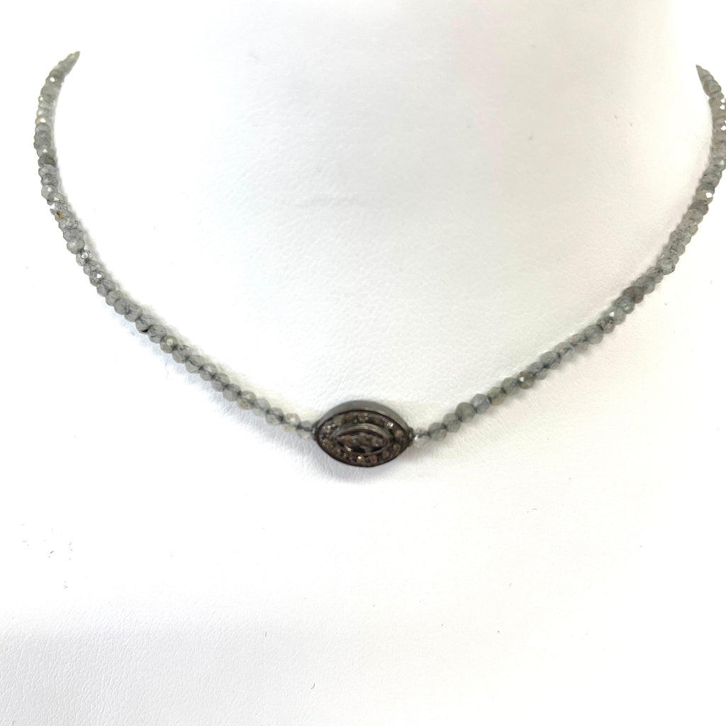 Labradorite And Diamond Beaded Necklace