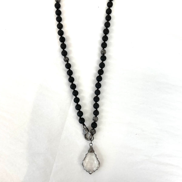 Lobster Claw Crystal Beaded Necklace