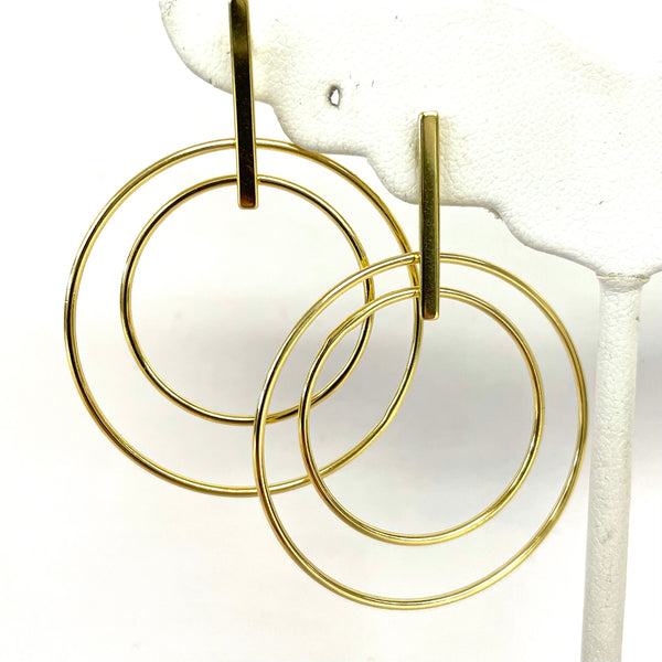 Double Circle Drop Bar Earrings