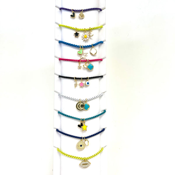 Colorful Enamel Box Chain Bracelets