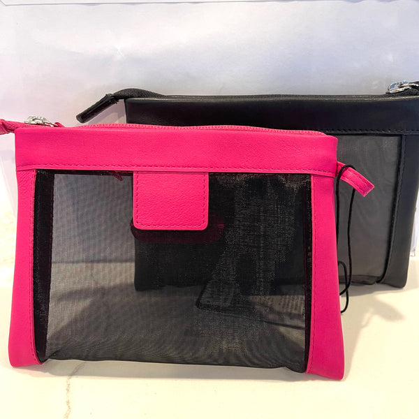 Leather and Mesh Cosmetic Case