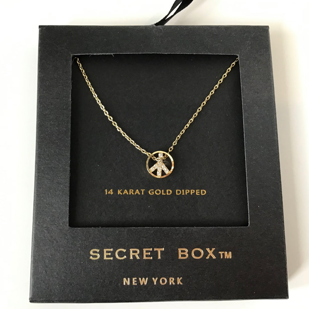 Secret Box CZ Peace Sign Necklace