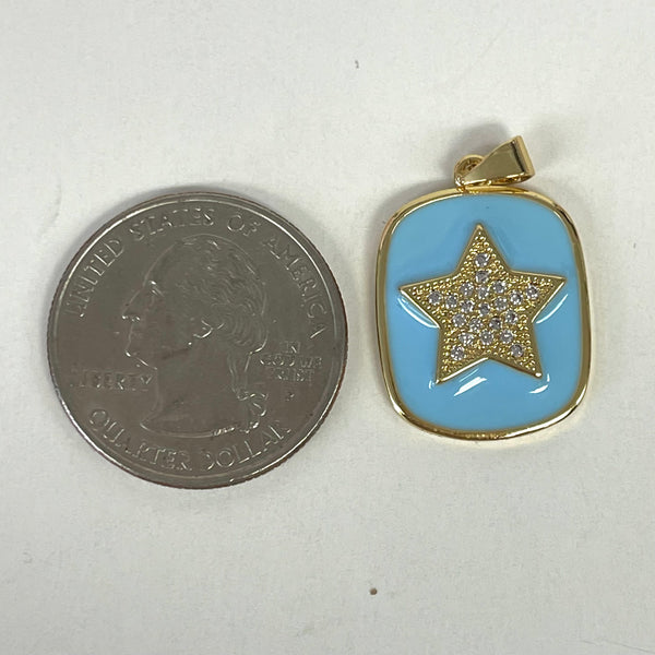 Enamel and CZ Rectangle Charms