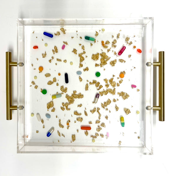 Large Pill Tray with Gold Hardware