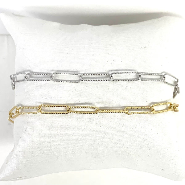 Sterling Or Gold-filled Etched Paperclip Bracelets