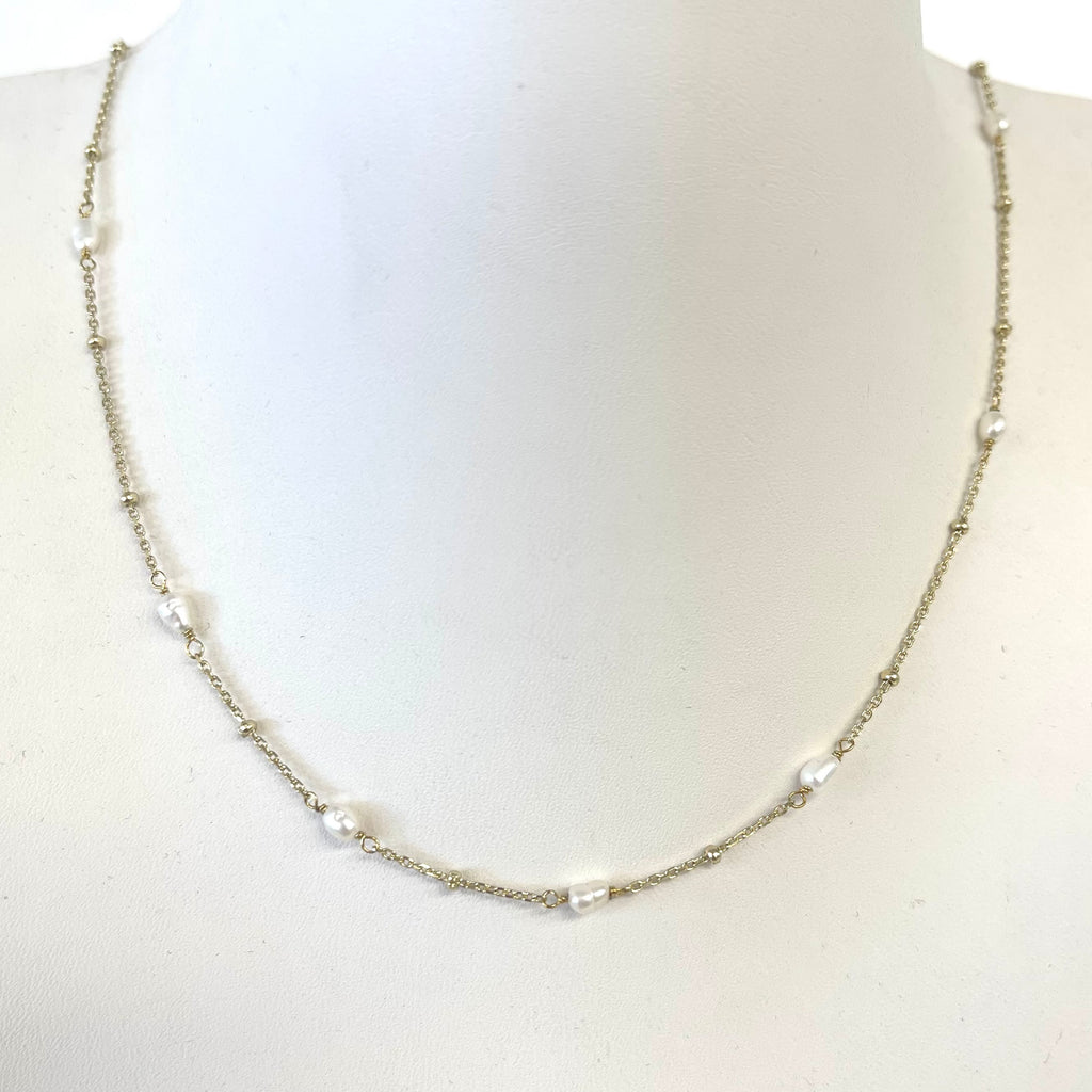 Micro Pearl And Bead Necklace