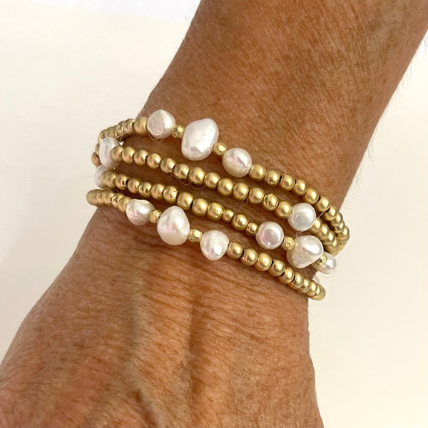 Gold And Pearl Stretch Bracelet/Necklace