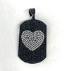 CZ Dog Tag with Contrasting  Heart