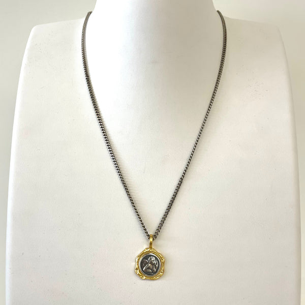 Angel Coin Curb Chain Necklace